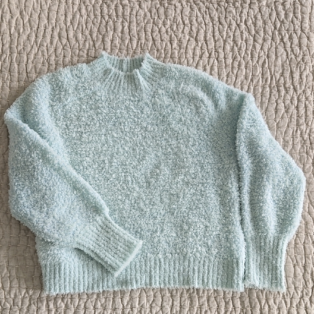 JCREW Light Blue Merino Wool Blend Crop Sweater MEDIUM